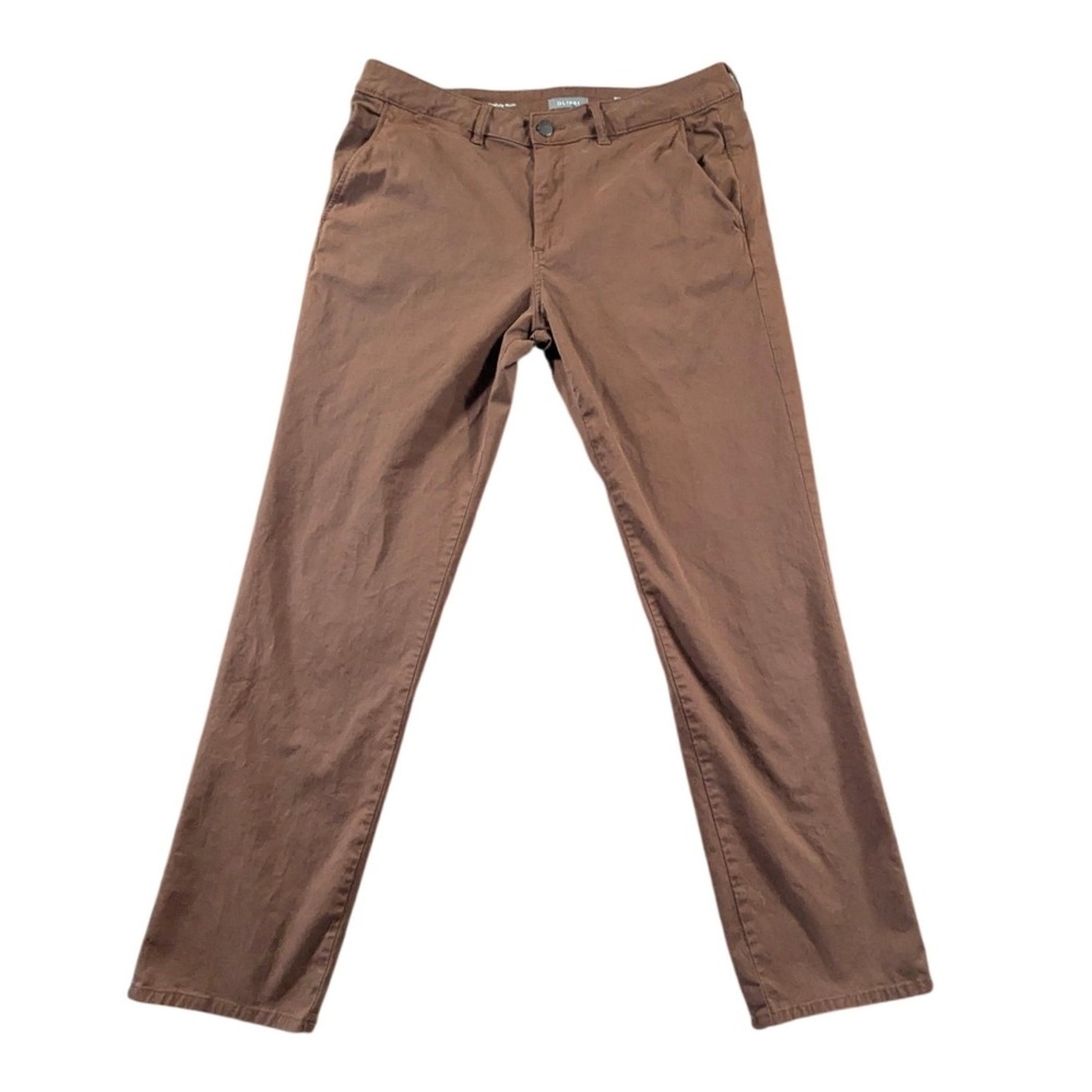 DL1961 Ivan Slim Chino Pants Brown Pinecone 38x32 Cotton Stretch Mens Trousers